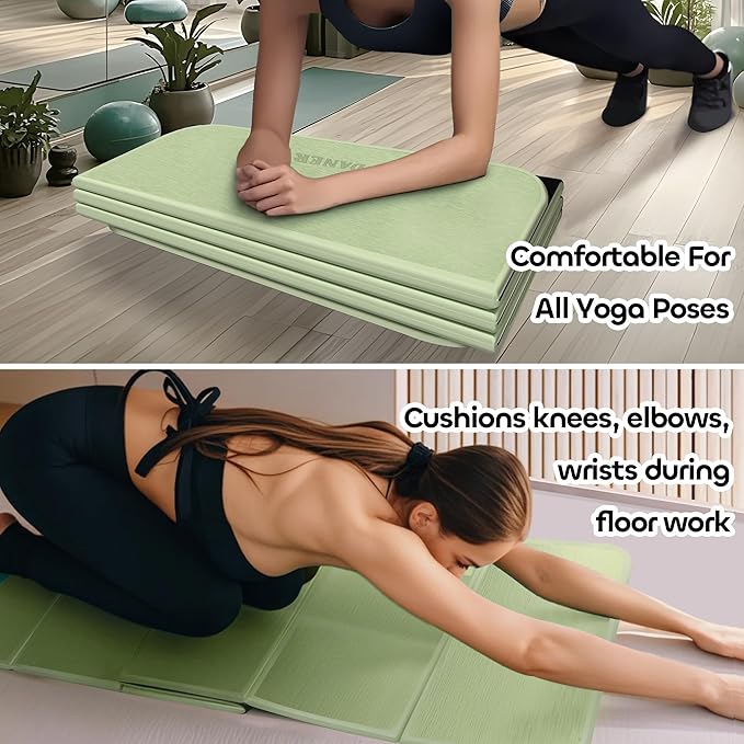 Foldable Yoga Mat 12mm Extra Thick Joint Protection,Portable Design for Travel/Pilates/Board/Camping,Environmental Sports Mat Non-Slip Gym Mat,Odorless POE Material-GravixFit