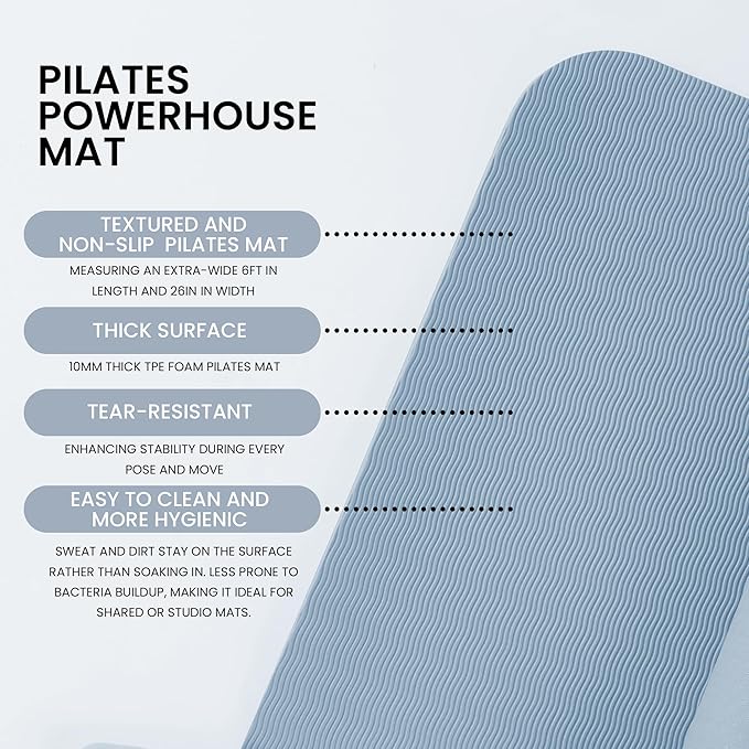 Lindywell Pilates Yoga Workout Mat Non Slip 6mm, 8mm, 10mm Thick - 6ft x 26in-GravixFit