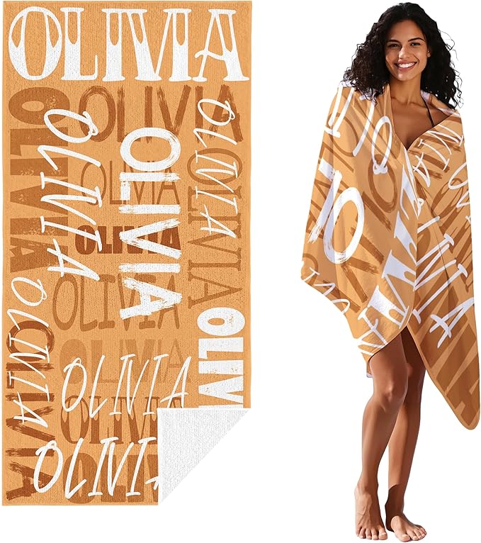JML Personalized Beach Towel with Name, Custom Beach Towel with Name, Customized Microfiber Pool Towel, Quick Dry & Absorbent Swim Towel for Adult,Anniversary, Birthday, Summer Holiday,Vacation-GravixFit