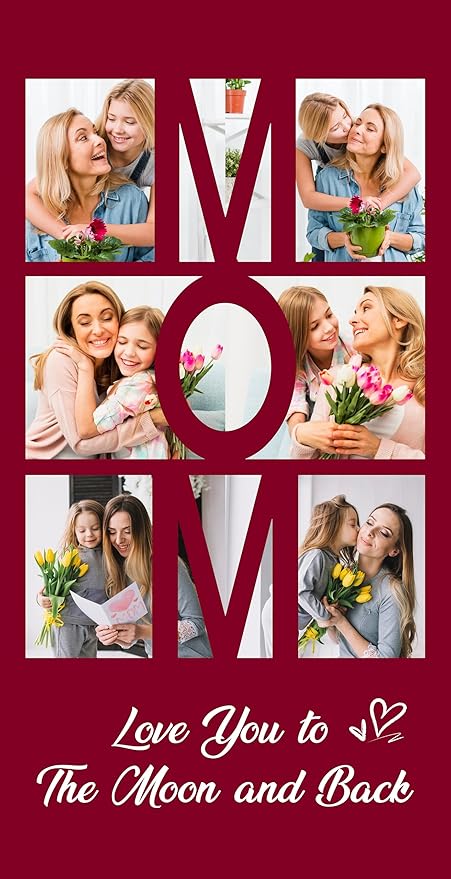 JML Mothers Day Birthday Gifts for Mom from Daughter Son, Personalized Beach Towel with Photo, Custom Beach Towel Gift for Mommy, Grandma, Women, Wife Anniversary Family Day, Summer, Holiday-GravixFit