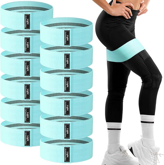 12 Pcs Fabric Resistance Bands for Working Out Booty Workout Stretch Exercise Bands Non Slip for Legs Squat Resistance Loop for Women Men Starter Butt Hip Thigh Fitness-GravixFit