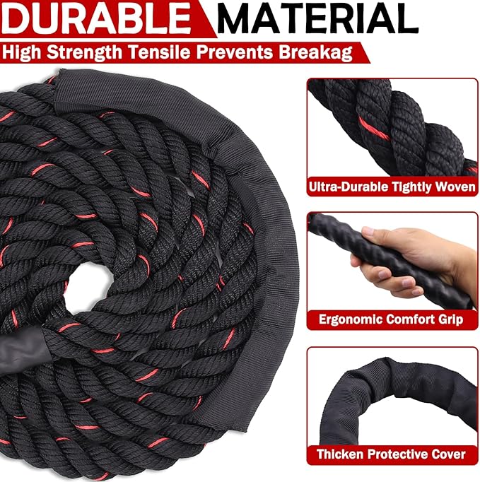 Jump Rope, Weighted Jump Rope for Men Women, 2.8lb Heavy Jumping Ropes for Fitness, Adult Skipping Rope for Home Gym Exercise, Improve Strength and Building Muscle Workout Equipment-GravixFit