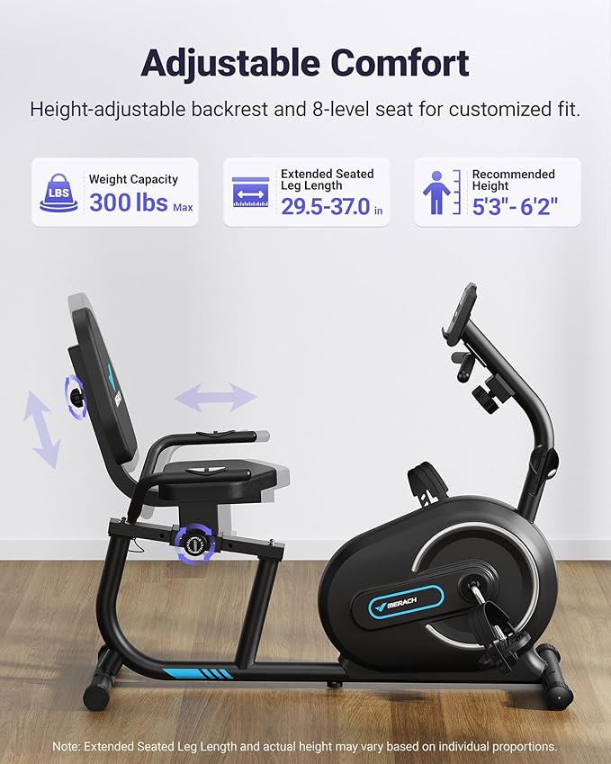 MERACH Recumbent Exercise Bike for Home with Smart Bluetooth and Exclusive App Connectivity, LCD, Heart Rate Handle, Magnetic Recumbent Bikes S08/S23
