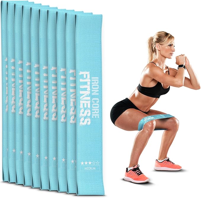 Fabric Mini Resistance Bands Sets for Trainers, Bootcamp, Gym for Men and Women in Fun Colors - Ebook, Videos and Workout Chart Included by Iron Core Fitness-GravixFit