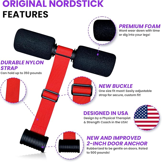 NordStick Nordic Hamstring Curl Strap - Original Nord Stick Exercise Set for Home and Travel - 5 Second Set Up-GravixFit