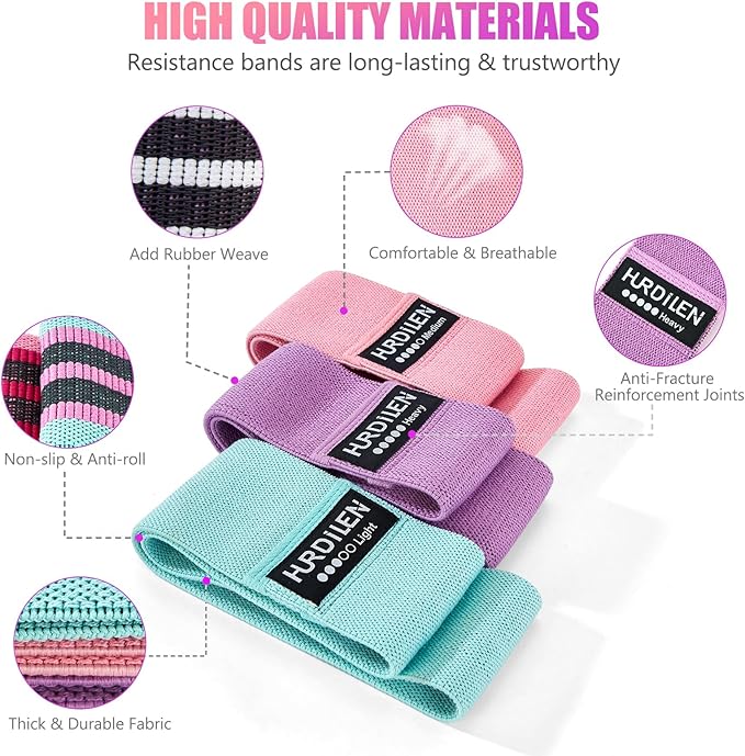 Resistance Bands for Working Out, Exercise Workout Bands for Women & Men, 3 Levels Elastic Stretch Bands for Exercise with Carry Bag for Physical Therapy, Home Fitness, Strength Training, Yoga-GravixFit