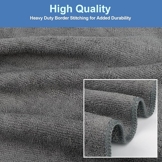 48 Pack Gym Towels Set - Highly Absorbent and Quick Drying Microfiber Salon Towels, Premium Hand Cloths for Bathroom, Gym, Shower, Hotel, and Spa - 16x27 inch (Grey)-GravixFit