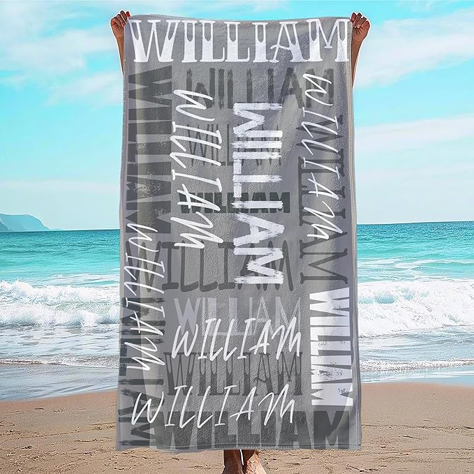 JML Personalized Beach Towel with Name, Custom Beach Towel with Name, Customized Microfiber Pool Towel, Quick Dry & Absorbent Swim Towel for Adult,Anniversary, Birthday, Summer Holiday,Vacation-GravixFit