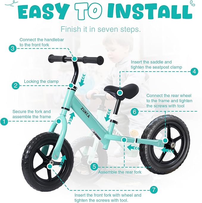 12 inch Toddler Balance Bike Adjustable Handlebar & Seat Anti-Slip Grip Suitable for 2-5 Years Old with Footrest Lightweight for Tolddlers Boys Girls Multiple Colors to Choose-GravixFit