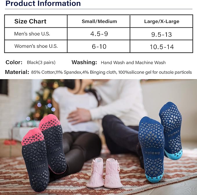 Hylaea Unisex Non Slip Socks with Grip for Yoga, Hospital, Pilates, Barre | Ankle, Cushioned-GravixFit