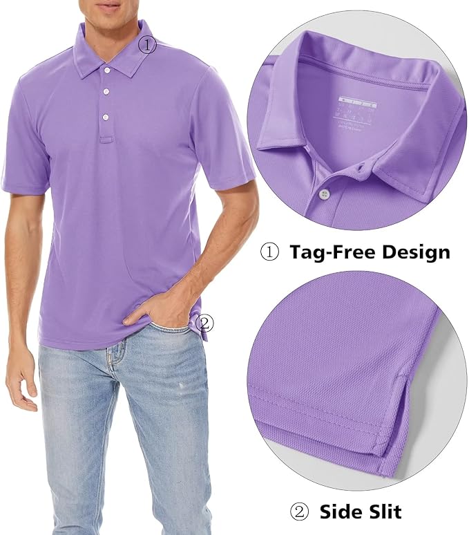 MAGCOMSEN Men's Polo Shirts 3 Buttons Casual Work T Shirts Quick Dry Short Sleeve Golf Shirt Pique Jersey Outdoor Performance-GravixFit
