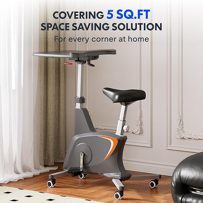 FLEXISPOT Exercise Bike with 2D Desktop, Space Saving Under Desk Bike with Removable Desk, Stationary Bikes Indoor Bikes with 300LBS Heavy Duty 8-Level Resistance Flywheel Optional LCD, V9PRO/V9MAX