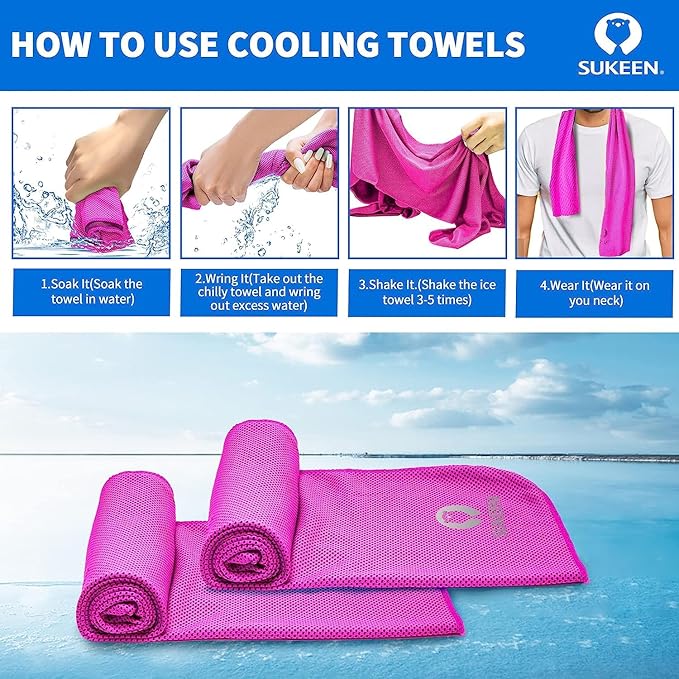 Sukeen Cooling Towel (40"x12"),Ice Towel,Soft Breathable Chilly Towel,Microfiber Towel for Yoga,Sport,Running,Gym,Workout,Camping,Fitness,Workout & More Activities-GravixFit