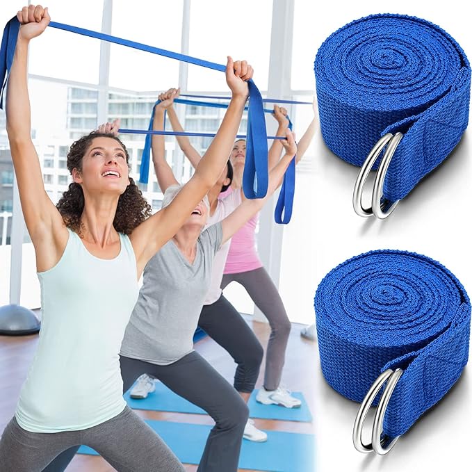 6 Pcs Yoga Strap for Stretching 8 Ft Yoga Exercise Adjustable Straps Bands with Safe Adjustable D Ring Buckle for Pilates Gym Workouts Fitness Improves Sitting Posture-GravixFit