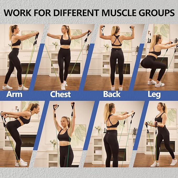 Resistance Bands,Exercise Bands,Resistance Bands for Working Out with Handles for Men and Women,Workout Bands with Door Anchor and Ankle,Strength Training Home Gym Equipment-GravixFit