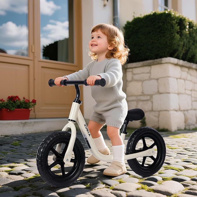 12 inch Toddler Balance Bike Adjustable Handlebar & Seat Anti-Slip Grip Suitable for 2-5 Years Old with Footrest Lightweight for Tolddlers Boys Girls Multiple Colors to Choose-GravixFit