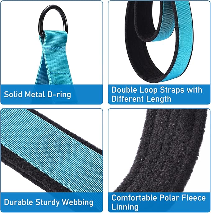 TOBWOLF Pilates Straps - Double Loop D-Ring Straps for Reformer, Padded, Home Gym Workout-GravixFit