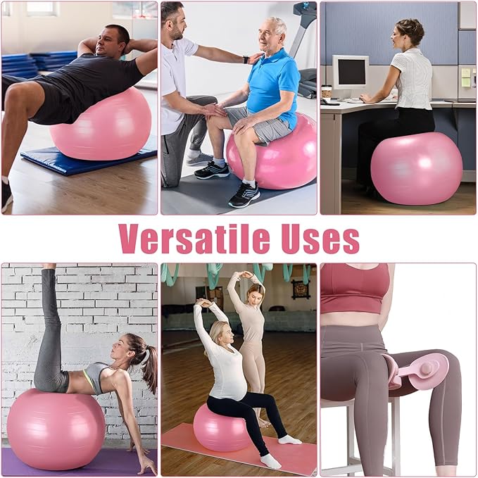 Pilates Kit for Home Workouts Women, Pilates Equipment with Pelvic Floor Exercise Devices, Figure 8 Resistance Band,Booty Bands, Large Yoga Ball for Pregnancy, Kegel Exercise, Physical Therapy-GravixFit