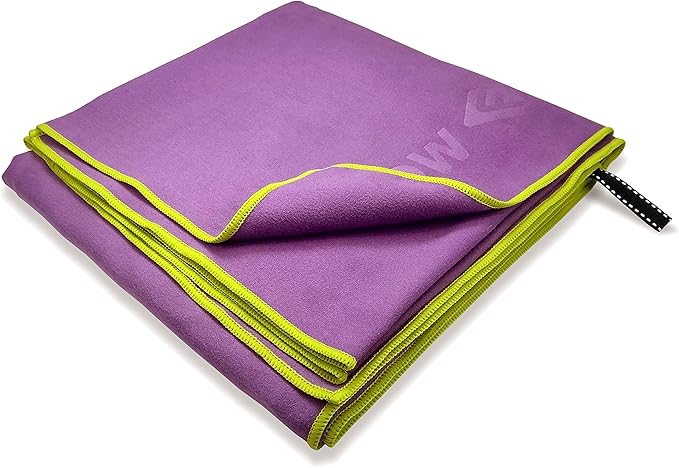 Flow Hydro Sport Towel - Microfiber Quick Dry Swimming Towels for Swim, Pool, Triathlon, and Other Water Sports in Medium, Large, Extra Large, and Hooded Sizes (Purple, Medium (48" x 24"))-GravixFit