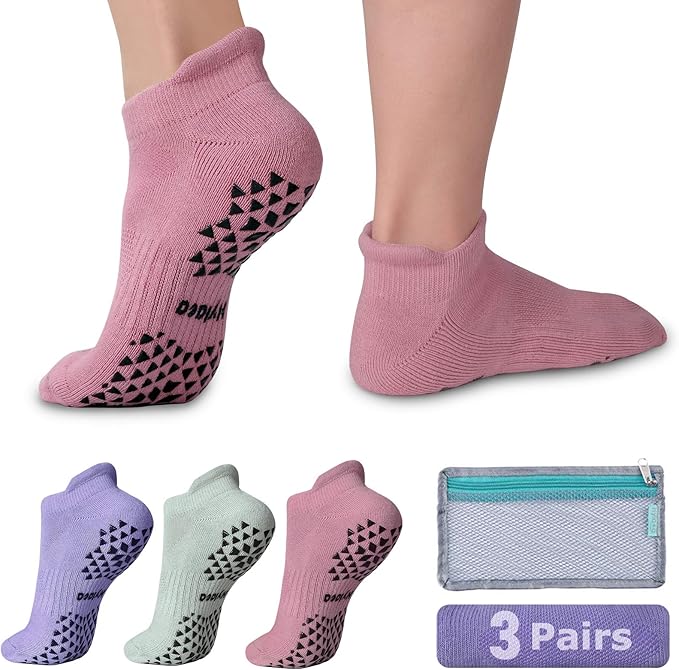 Hylaea Unisex Non Slip Socks with Grip for Yoga, Hospital, Pilates, Barre | Ankle, Cushioned-GravixFit