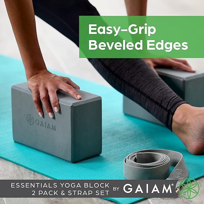 Gaiam Yoga Block - Supportive Latex-Free Eva Foam - Soft Non-Slip Surface with Beveled Edges for Yoga, Pilates, Meditation - Yoga Accessories for Stability, Balance, Deepen Stretches-GravixFit