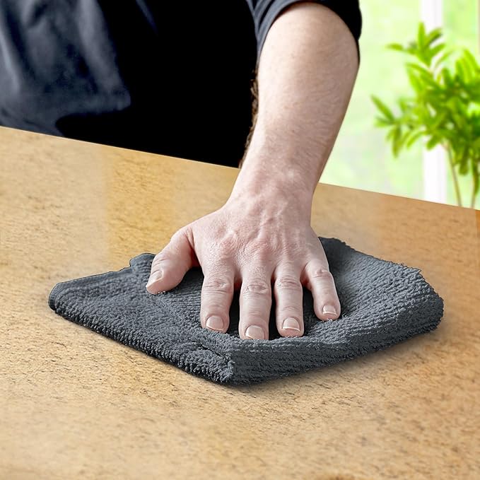 Avalon Towels Terry Bar Mop Towels (Value Pack of 60) Size 14"x17" – Absorbent and Durable, Multipurpose Cleaning Rags, Cotton Cleaning Cloths, Terry Cloth Rags, Reusable Shop Rag (Grey)-GravixFit