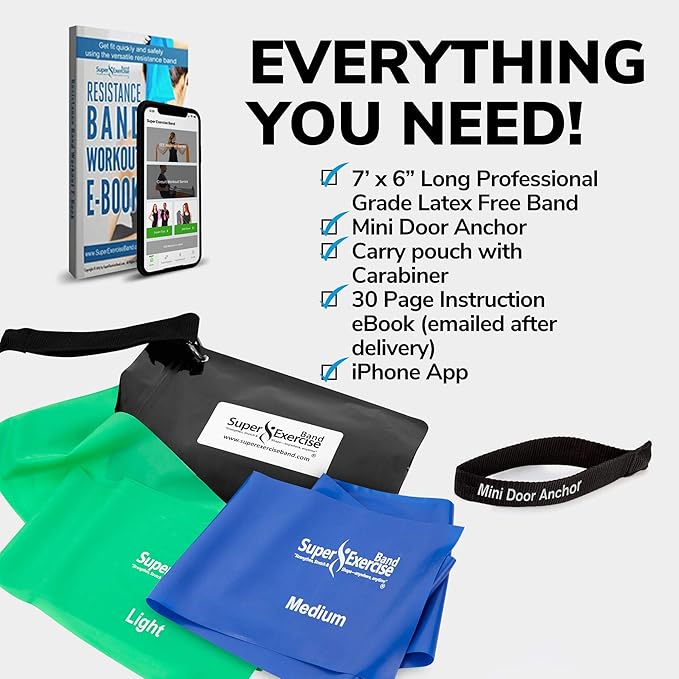 7Ft Long Resistance Bands for Stretching - Resistance Bands Set with Door Anchor - Exercise Bands Including Carry Pouch, E-Book & App - Latex-Free Workout Bands-GravixFit