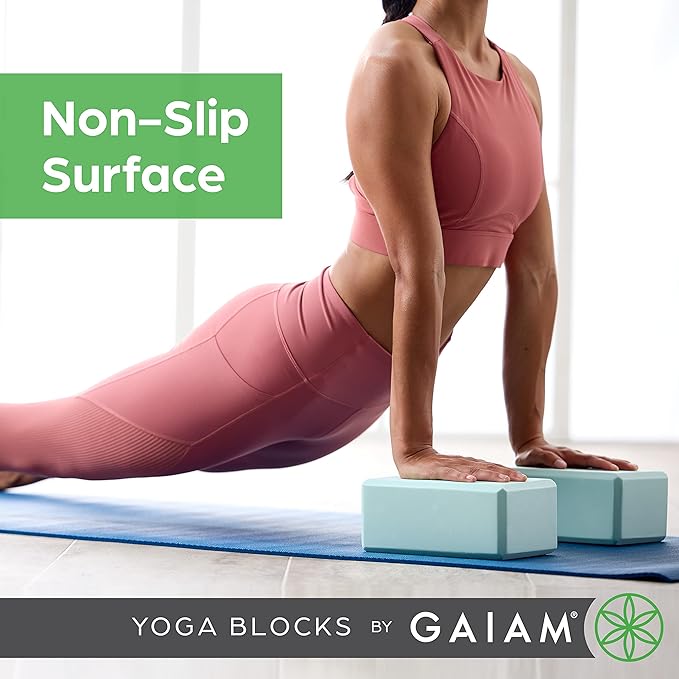 Gaiam Yoga Block - Supportive Latex-Free Eva Foam - Soft Non-Slip Surface with Beveled Edges for Yoga, Pilates, Meditation - Yoga Accessories for Stability, Balance, Deepen Stretches-GravixFit