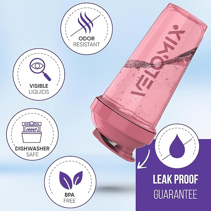 '-2 Pack- 28 oz Protein Shaker Bottles for Protein Mixes - 2x Wire Whisk | Leak Proof Shaker Cups for Protein Shakes | Protein Shaker Bottle Pack (Pink/Turquise)-GravixFit