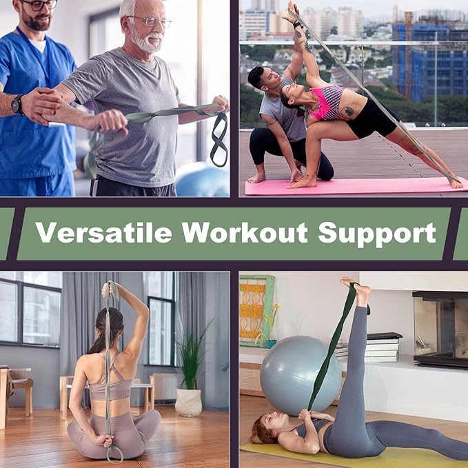 VRTX Stretch Straps for Exercise | Yoga & Pilates Stretching Bands w/ 7 Loops | Resistance Bands for Fitness Workout, Home Gym, Physical Therapy | Soft Cloth, Durable-GravixFit