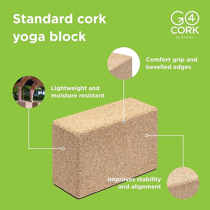 Go4Cork Cork Yoga Block for Yoga, Pilates & Meditation | Non-Slip, Hypoallergenic, Sustainable, Non-Toxic Yoga Block-GravixFit
