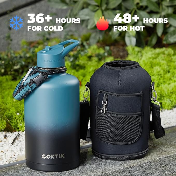 84oz Water Bottle with Straw - Triple Insulated Flask, 48hr Cold Retention Large Water Bottle, Leakproof Water Jug for Gym, Hiking, Camping, Outdoor Sports(2 pack,Mix Color)-GravixFit