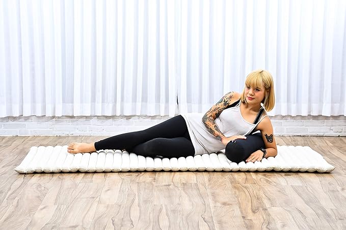 Leewadee Small Yoga Bolster – Shape-Retaining Cervical Neck Roll, Tube Pillow for Comfortable Reading, Kapok Filling, 22 x 6 x 6 inches-GravixFit