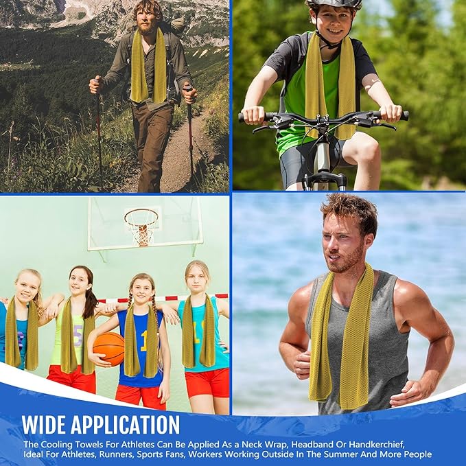 Hosuly 30 Pack Cooling Towels, 40"x12" Ice Breathable Soft Chilly Sweat Rag Microfiber Workout Rags for Gym Cooling Towels for Neck and Face for Yoga Golf Sport Running-GravixFit