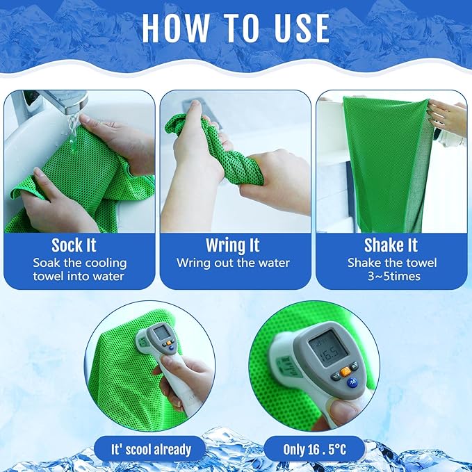 Hosuly 30 Pack Cooling Towels, 40"x12" Ice Breathable Soft Chilly Sweat Rag Microfiber Workout Rags for Gym Cooling Towels for Neck and Face for Yoga Golf Sport Running-GravixFit