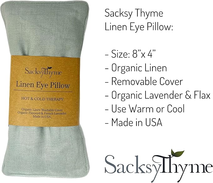 Organic Linen Eye Pillow - Lavender & Flaxseed for Relaxation, Yoga, Stress Relief - Microwavable Heating Pad & Cool Compress - Made in USA - Gifts for Meditation-GravixFit