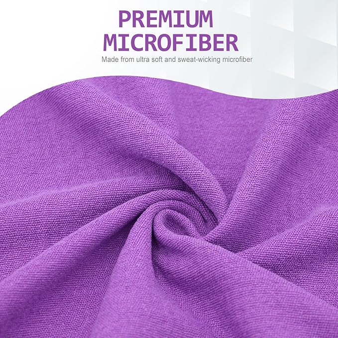 Eunzel Yoga Towel,Hot Yoga Mat Towel with Grip Dots Sweat Absorbent Non-Slip for Hot Yoga, Pilates and Workout 24" x72", Purple-GravixFit