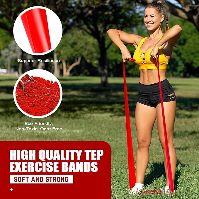 Resistance Bands, Exercise Bands, Physical Therapy Bands for Strength Training, Yoga, Pilates, Stretch Elastic Band with Different Strengths, Workout Bands for Home Gym-GravixFit