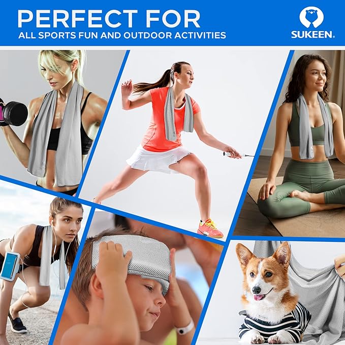 Sukeen Cooling Towel,Instant Evaporative Cooling for Sports,Yoga,Golf,Gym,Neck,Workout and More(40”x 12”)-GravixFit