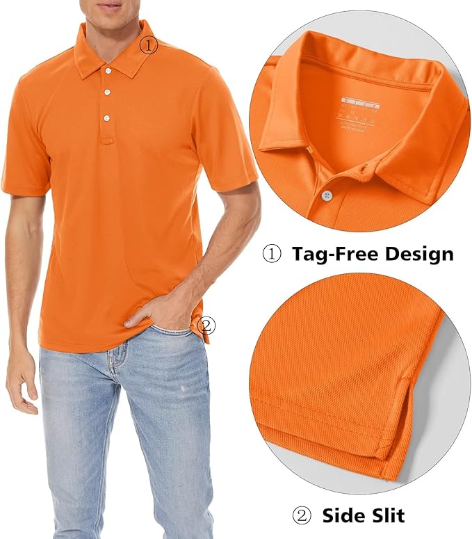 MAGCOMSEN Men's Polo Shirts 3 Buttons Casual Work T Shirts Quick Dry Short Sleeve Golf Shirt Pique Jersey Outdoor Performance-GravixFit