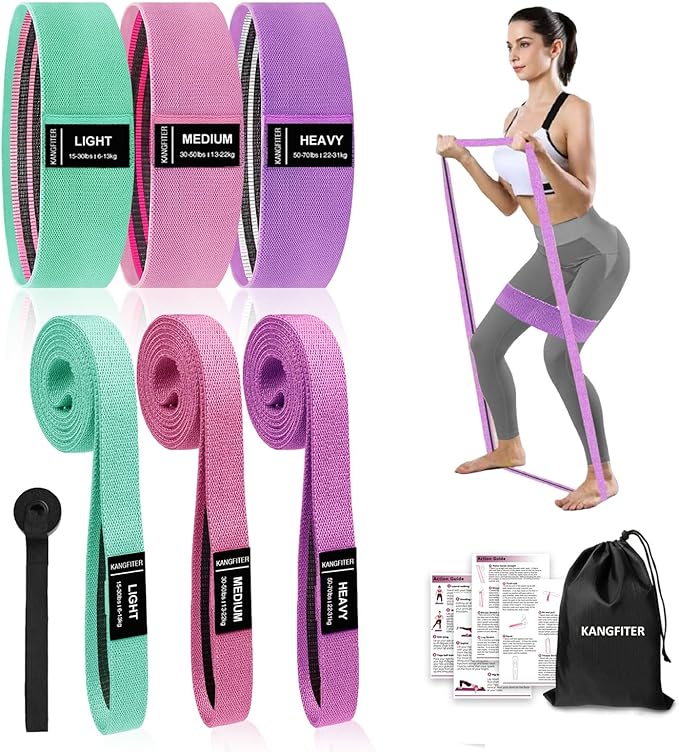 Long and Short Fabric Resistance Bands with Door Anchor 7 PCS, Non-Slip Stretch Booty Bands for Working Out Women & Men, Loop Exercise Elastic Bands for Home Physical Therapy Yoga Pilates-GravixFit