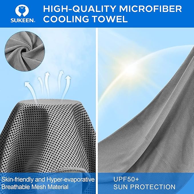 Sukeen Cooling Towel (40"x12"), Ice Towel Sets,Soft Breathable Chilly Towel,Microfiber Towel for Yoga,Sport,Running,Gym,Workout,Camping,Fitness,Workout & More Activities, 6 Pack-GravixFit