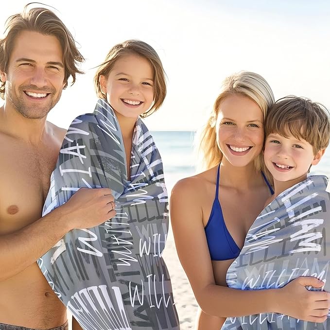 JML Personalized Beach Towel with Name, Custom Beach Towel with Name, Customized Microfiber Pool Towel, Quick Dry & Absorbent Swim Towel for Adult,Anniversary, Birthday, Summer Holiday,Vacation-GravixFit