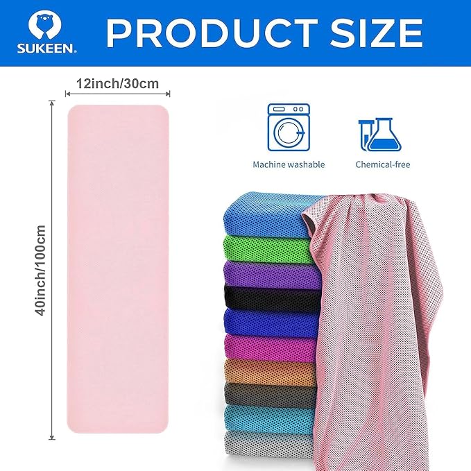 Sukeen Cooling Towel (40"x12"), Ice Towel Sets,Soft Breathable Chilly Towel,Microfiber Towel for Yoga,Sport,Running,Gym,Workout,Camping,Fitness,Workout & More Activities, 6 Pack-GravixFit