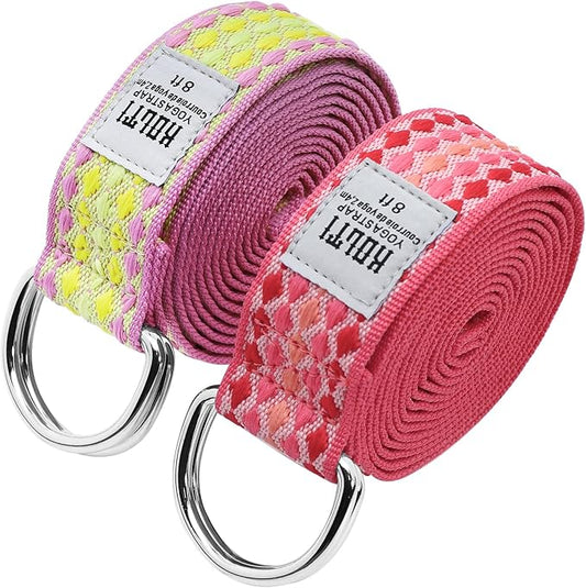 Yoga Exercise Adjustable Straps 8FT with Durable D-Ring for Pilates & Gym Workouts | Hold Poses, Stretch, Improve Flexibility & Maintain Balance-GravixFit