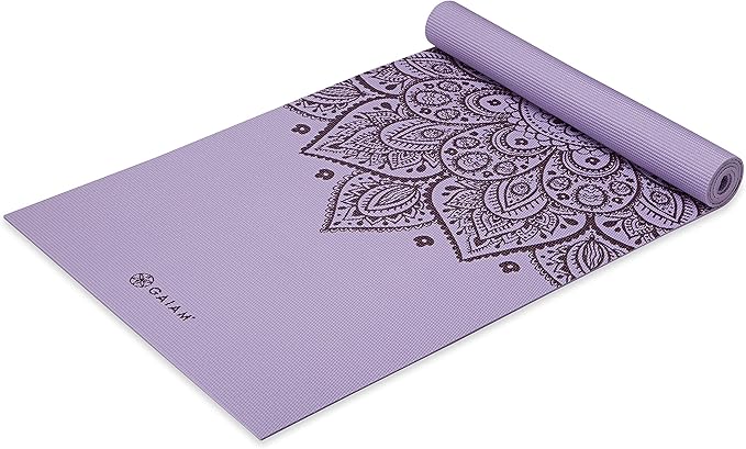 Gaiam Yoga Mat - Premium 5mm Print Thick Non Slip Exercise & Fitness Mat for All Types of Yoga, Pilates & Floor Workouts (68" x 24" x 5mm)-GravixFit