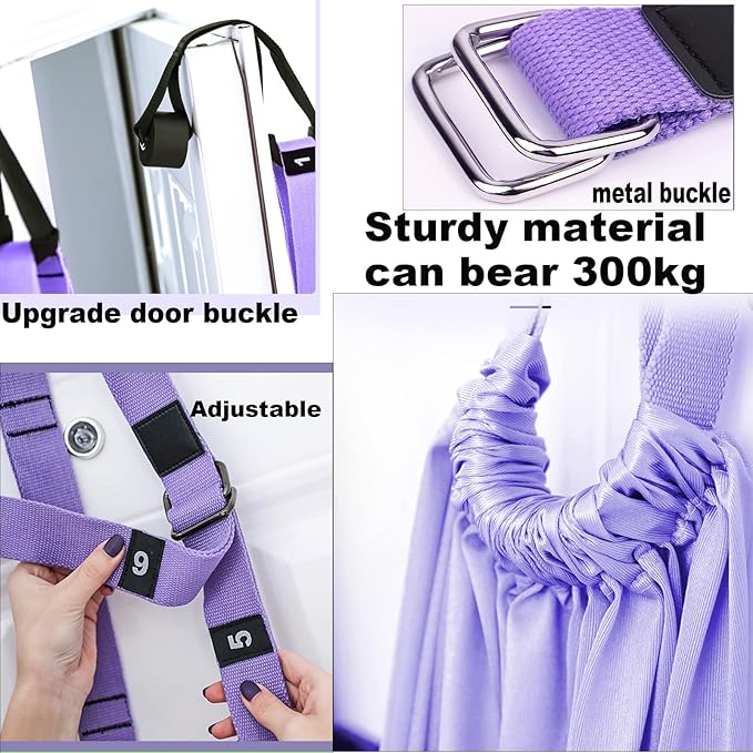 Tchrules Leg Stretcher Strap, Backbend Training Belt with Door Anchor, Flexibility Trainer Stretching Equipment Assist Stretch Strap for Fitness Gymnastics Dance Aerial Yoga Ballet-GravixFit