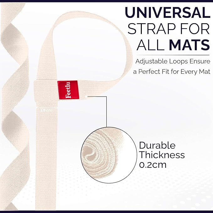 Yoga Mat Straps 2 in 1 - Cotton - Adjustable anti-slip straps for yoga, pilates, stretching, for carrying mats-GravixFit