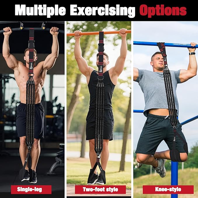 Pull Up Assistance Bands,Up to 300 lbs Assistance,Adjustable Heavy Duty 4 Resistance Bands for Pull up, with Feet/Knee Rest, Handle and Door Anchor for Home Gym Fitness Exercise Strength Training-GravixFit