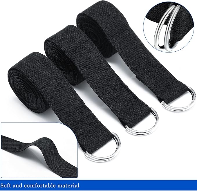 6 Pcs Yoga Strap for Stretching 8 Ft Yoga Exercise Adjustable Straps Bands with Safe Adjustable D Ring Buckle for Pilates Gym Workouts Fitness Improves Sitting Posture-GravixFit